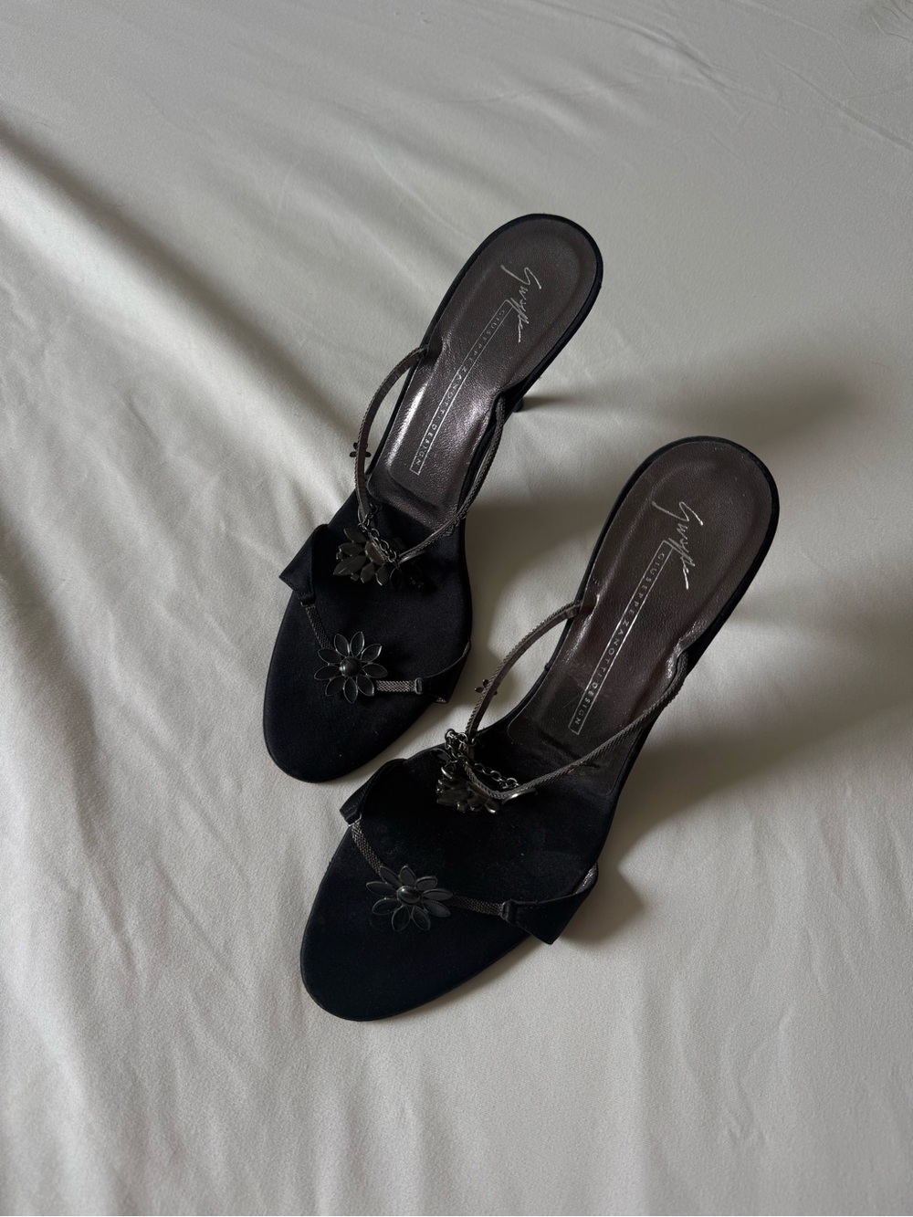 Giuseppe Zanotti | Y2K Black Floral Strap Heels